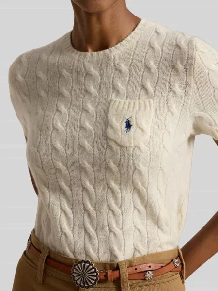 Sweter w kroju regular fit z mieszanki wełny z wyhaftowanym logo Polo Ralph Lauren biały