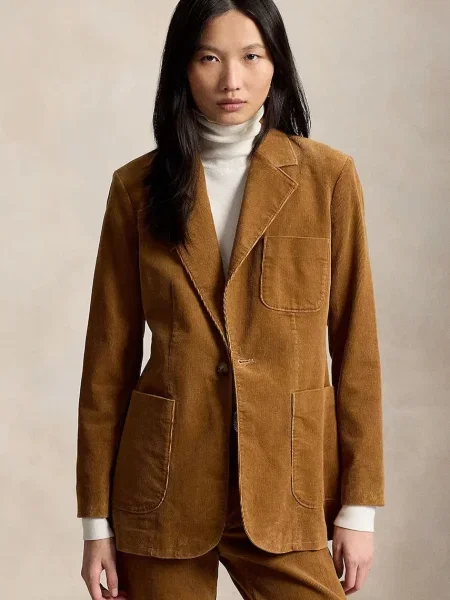 Polo Ralph Lauren sacou cu un singur rând de pentru femei cu maro