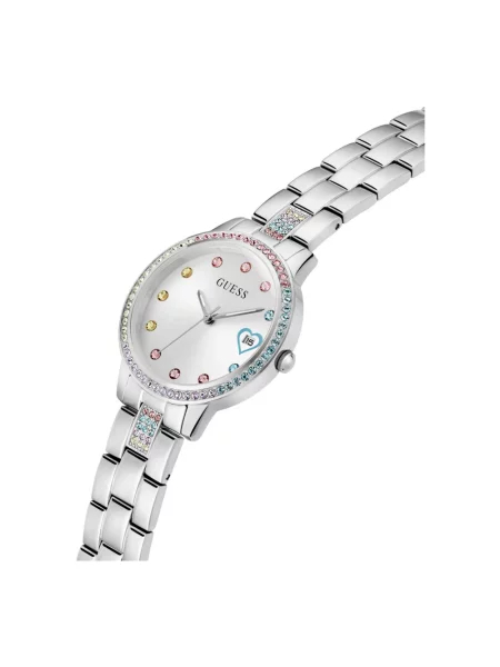 Lniany zegarek Guess w serca szary