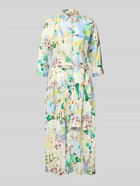 Sukienka koszulowa z wiązanym paskiem i listwą guzikową Milano Italy