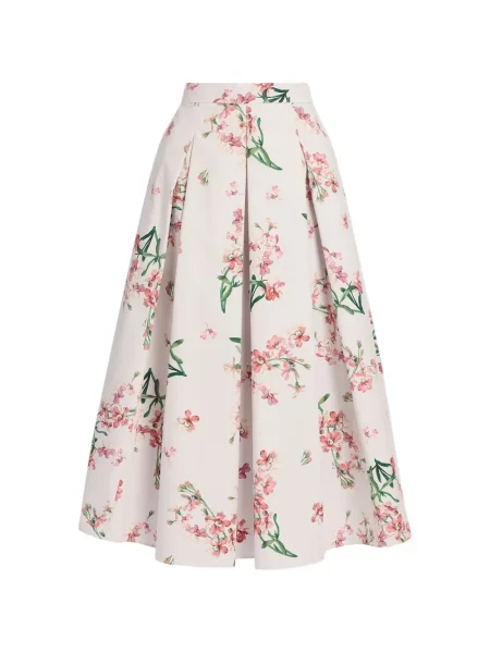 Fustă midi Erdem cu model floral cu imagine alb