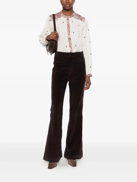 Bluză Maison Hotel cu broderie cu model floral alb