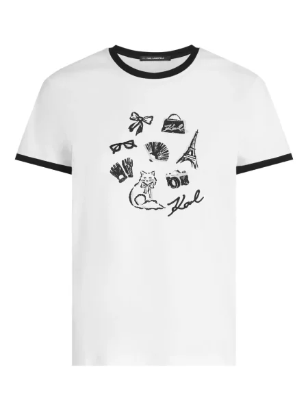 Tricou Karl Lagerfeld cu imagine alb