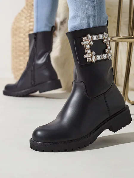 Botine Resti din piele negru
