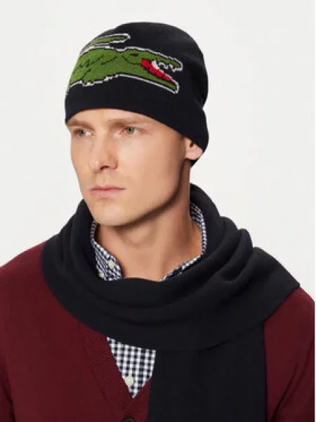 Lacoste Sada čepice a šál Tmavomodrá