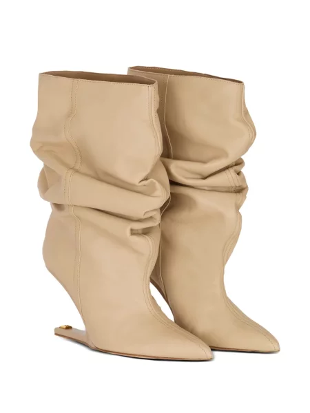 Cizme scurte Balmain din piele cu volane