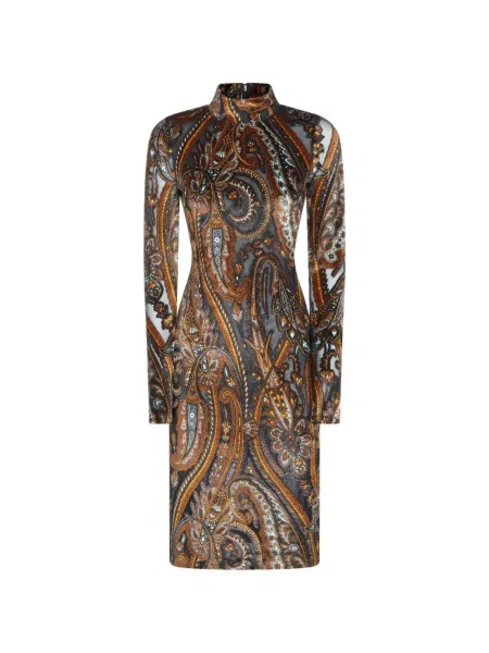 Rochie midi Etro cu imagine cu model paisley negru