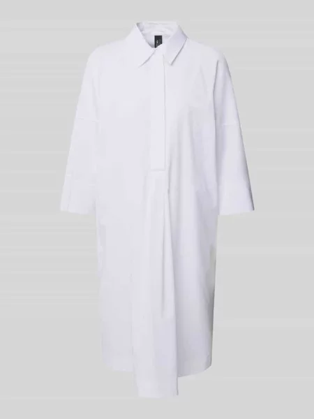 Sukienka koszulowa o długości do kolan z rękawem o dł. Marc Cain biała