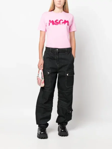 Koszulka Msgm z nadrukiem różowa