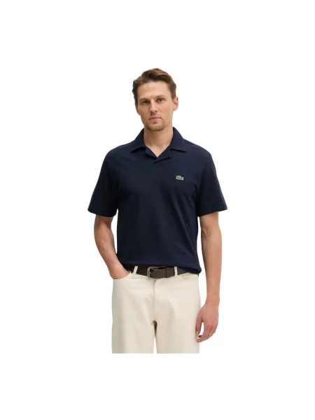 Lacoste polo z dodatkiem lnu niebieska
