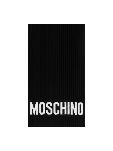 Szal Moschino wełniana z logo czarna