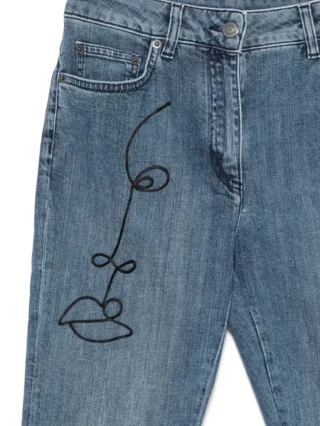 Blugi Moschino cu broderie albastru