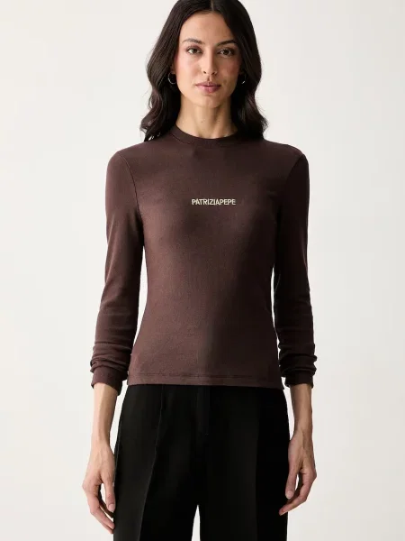 Tricou cu mânecă lungă Patrizia Pepe maro