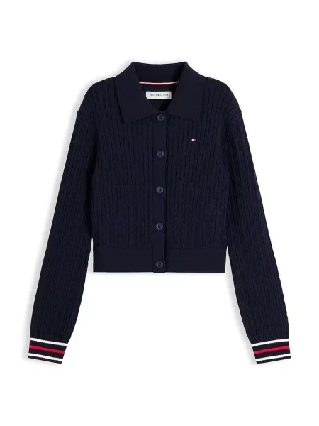 Tommy Hilfiger kardigan za djecu s pamukom plava