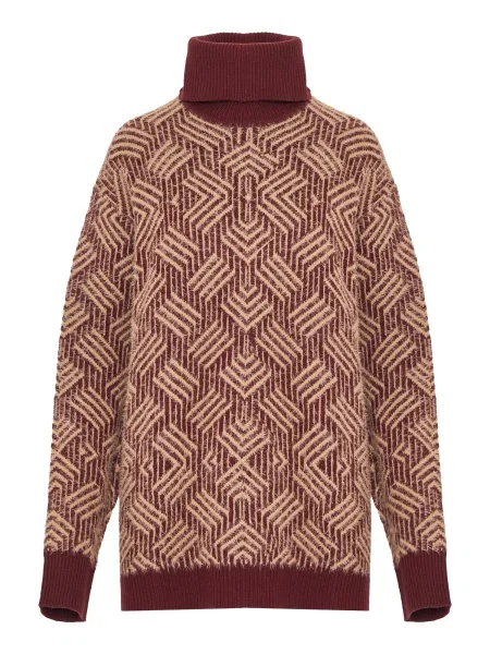 Funky Buddha Pulover / roşu închis bej