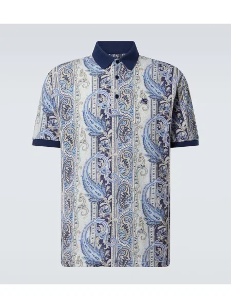 Polo Etro cu model paisley albastru