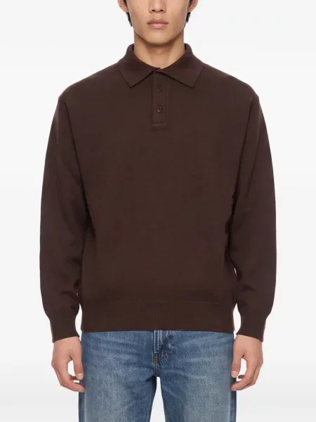 Μακρύς polo Manifatture Del Nord καφέ