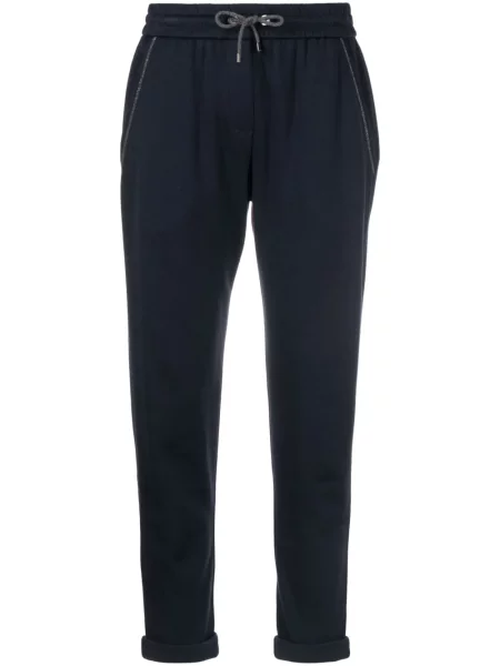 Pantaloni Brunello Cucinelli alergare cu cordon albastru