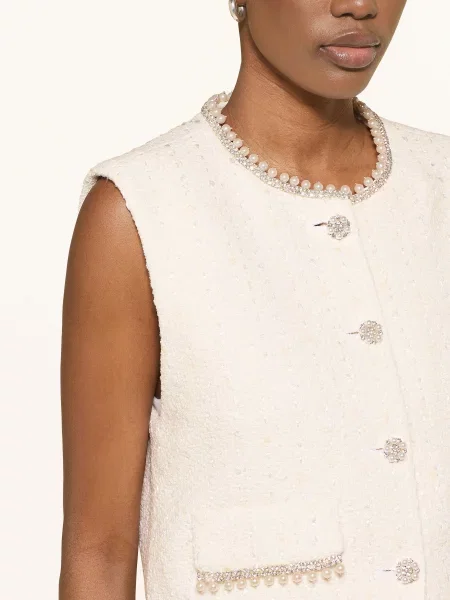 Maje Kamizelka Blezerowa Z Tweedu Z Kamieniami Ozdobnymi weiss