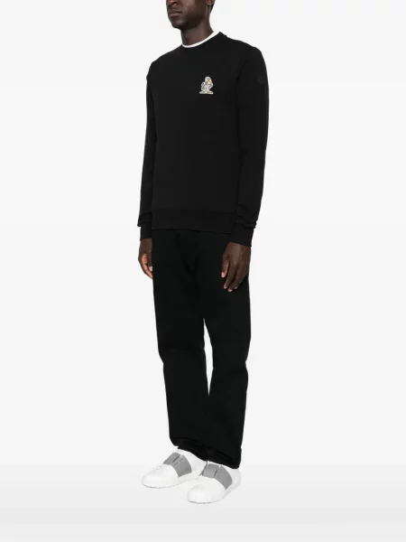 Lung hanorac crewneck Moncler cu decolteu rotund negru