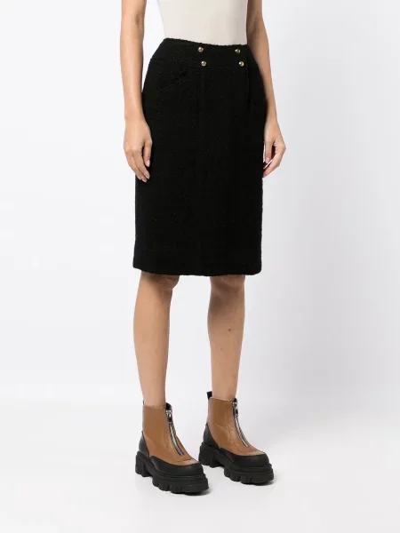 Tvídové pouzdro pouzdrová sukně Chanel Pre-owned černé