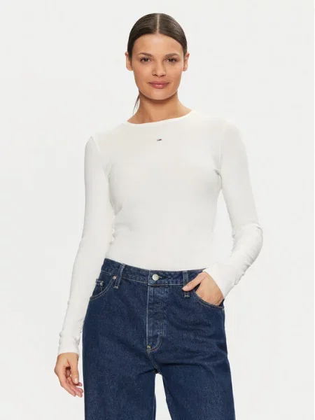 Tommy Jeans Blúzka Essential Écru biela