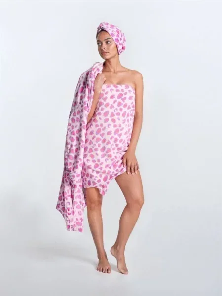 Набір: Халат рушник і рушник для волосся світло-ліловий