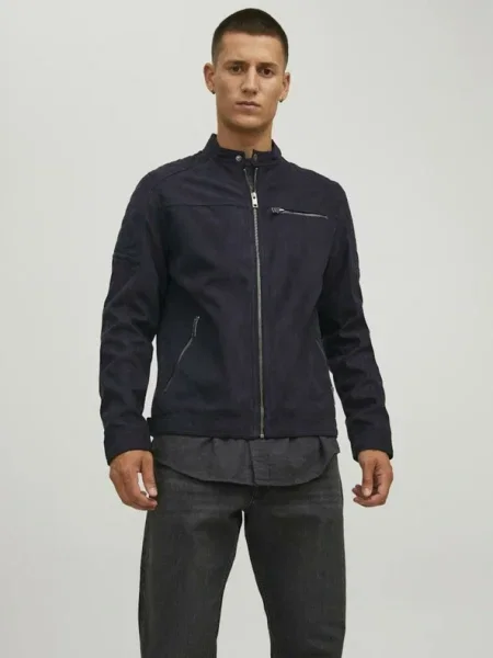 Jack & Jones Geacă din imitație de piele Rocky negru
