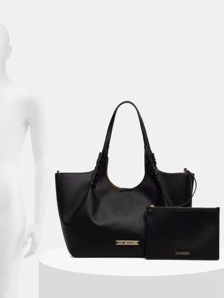Кожаная сумка шоппер Love Moschino