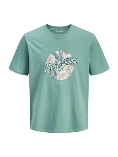 Jack & Jones Plus Tricou JJHONOLULU maro / verde pastel alb
