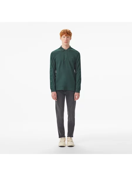 Lacoste Koszulka Polo Z Długim Rękawem Regular Fit Ciemnozielona zielony