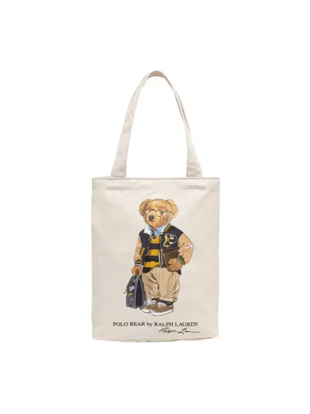Shopperka Polo Ralph Lauren płócienna beżowa