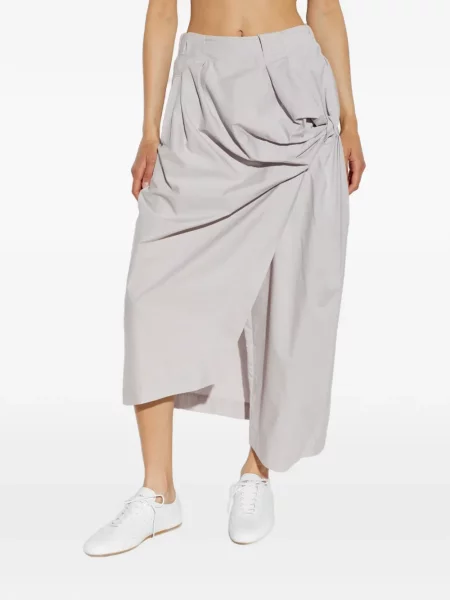 Fustă midi Issey Miyake asimetrică drapată gri