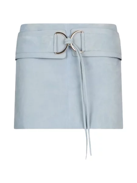 Fustă midi Liu Jo din piele de căprioară până la genunchi albastru