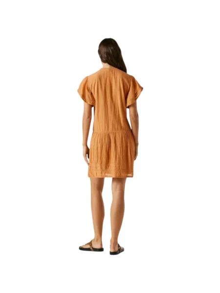 Rochie din denim Pepe Jeans portocaliu