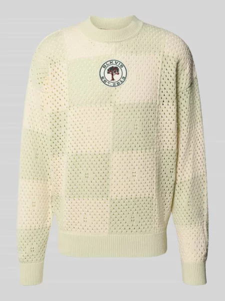 Sweter z dzianiny z ażurowym wzorem Blkvis biały