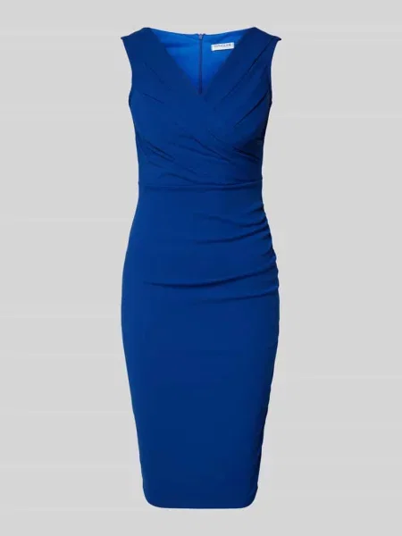 Sukienka koktajlowa o długości do kolan z marszczeniami model ‘Dania’ Sistaglam niebieska