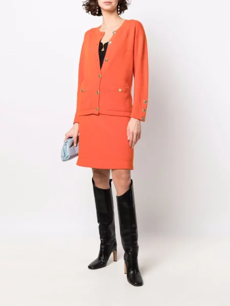 Kašmírové sukně Chanel Pre-owned oranžové