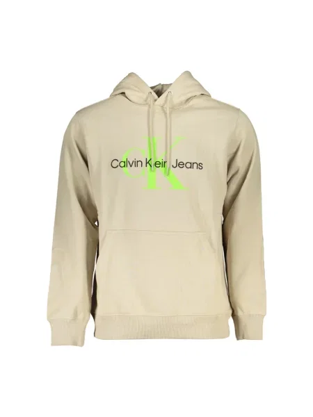 Bluza z kapturem Calvin Klein Jeans z kapturem beżowa