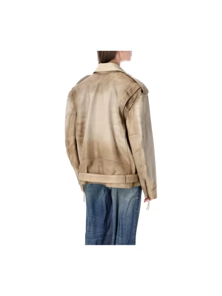 Kurtka skórzana Golden Goose beżowa