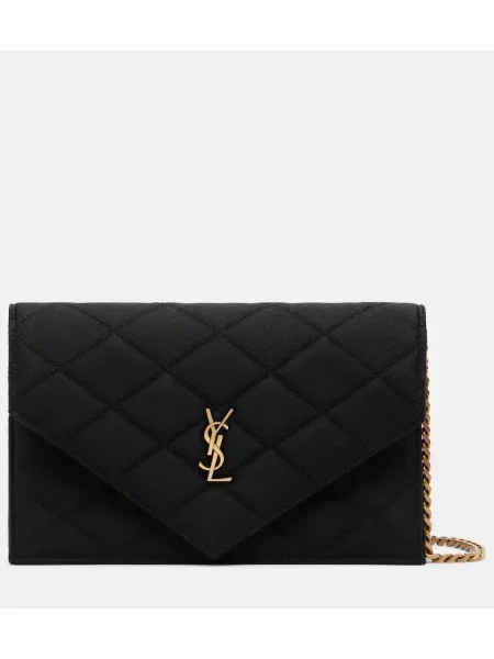 Matlasat geantă Saint Laurent din satin negru