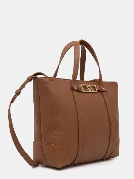 Shopper kabelka Armani Exchange z ekologickej kože hnedá
