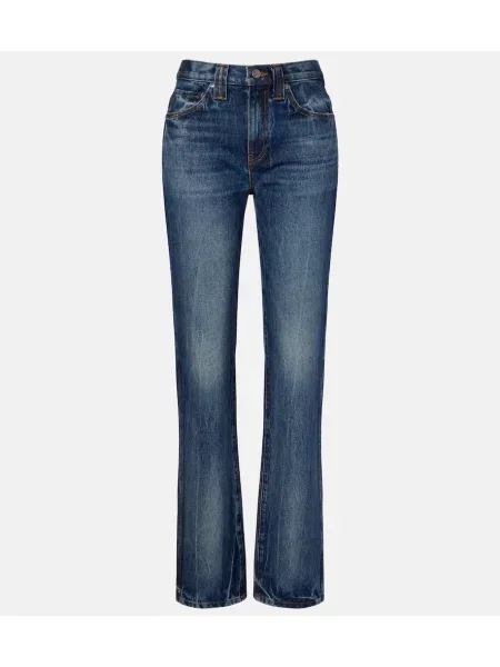 Blugi drepți Khaite cu talie înaltă albastru