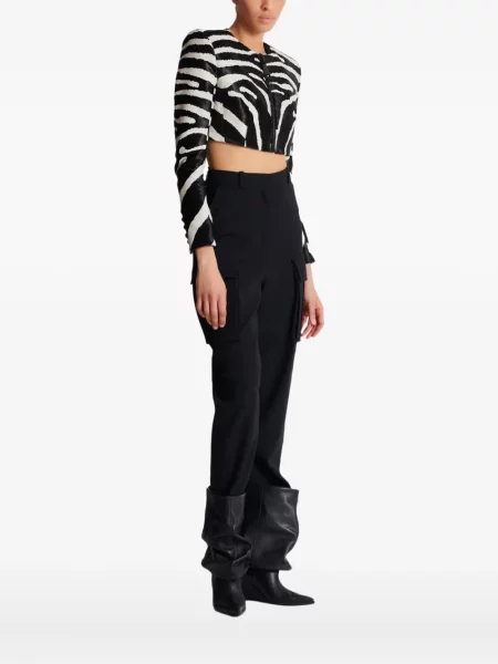 Geacă Balmain cu imagine cu model zebră alb