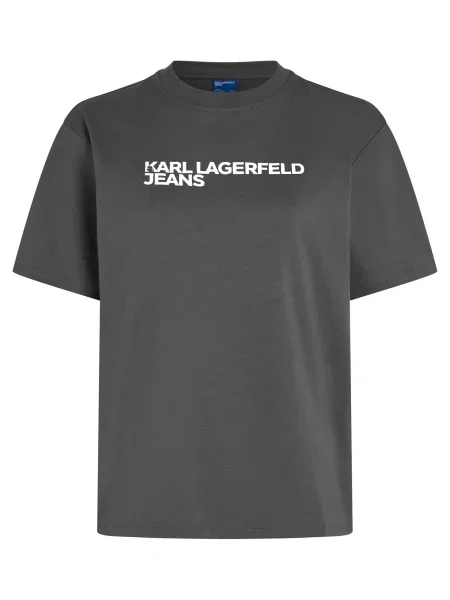 KARL LAGERFELD JEANS Tricou gri închis / natural alb