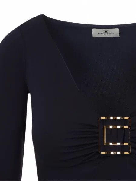 Lung top Elisabetta Franchi cu autograf albastru