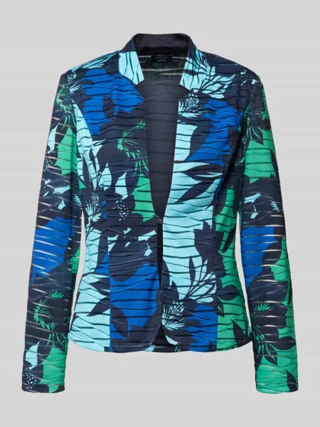 Marynarka w kratkę o kroju slim fit w całościowym wzorze Vera Mont niebieska