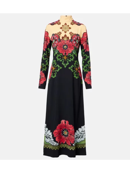 Rochie maxi La Doublej din satin cu imagine de costum negru