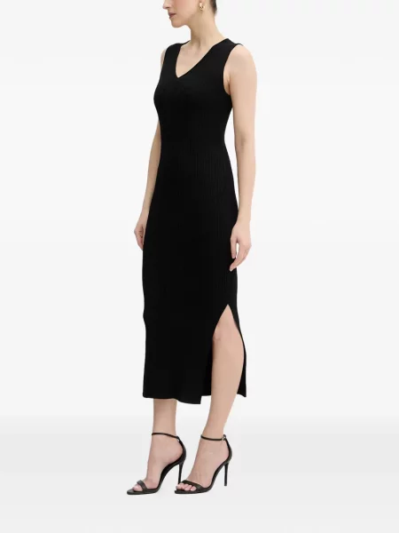 Megzta midi suknelė Armani Exchange v formos iškirpte juoda