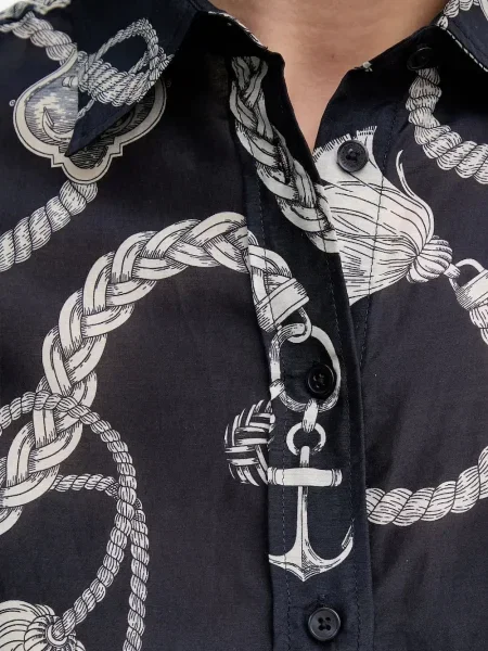 Cămașă Gant cu imagine lungă albastru